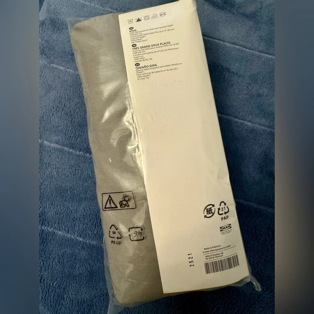 IKEA Dvala King Fitted Sheet, Grey, 🆕✨